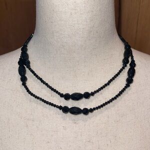 W.H.B.M Black Faceted beaded 36” Necklace